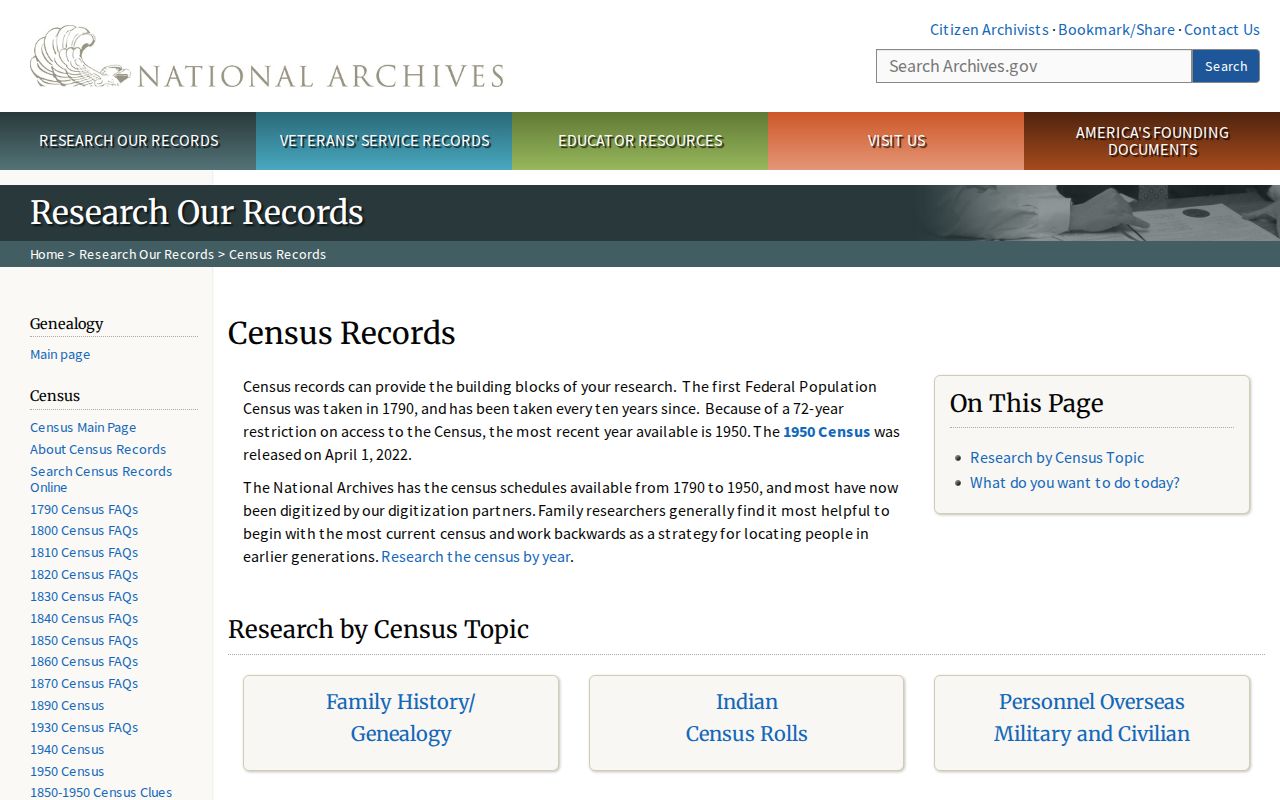Apex previous residents National Archives census research route