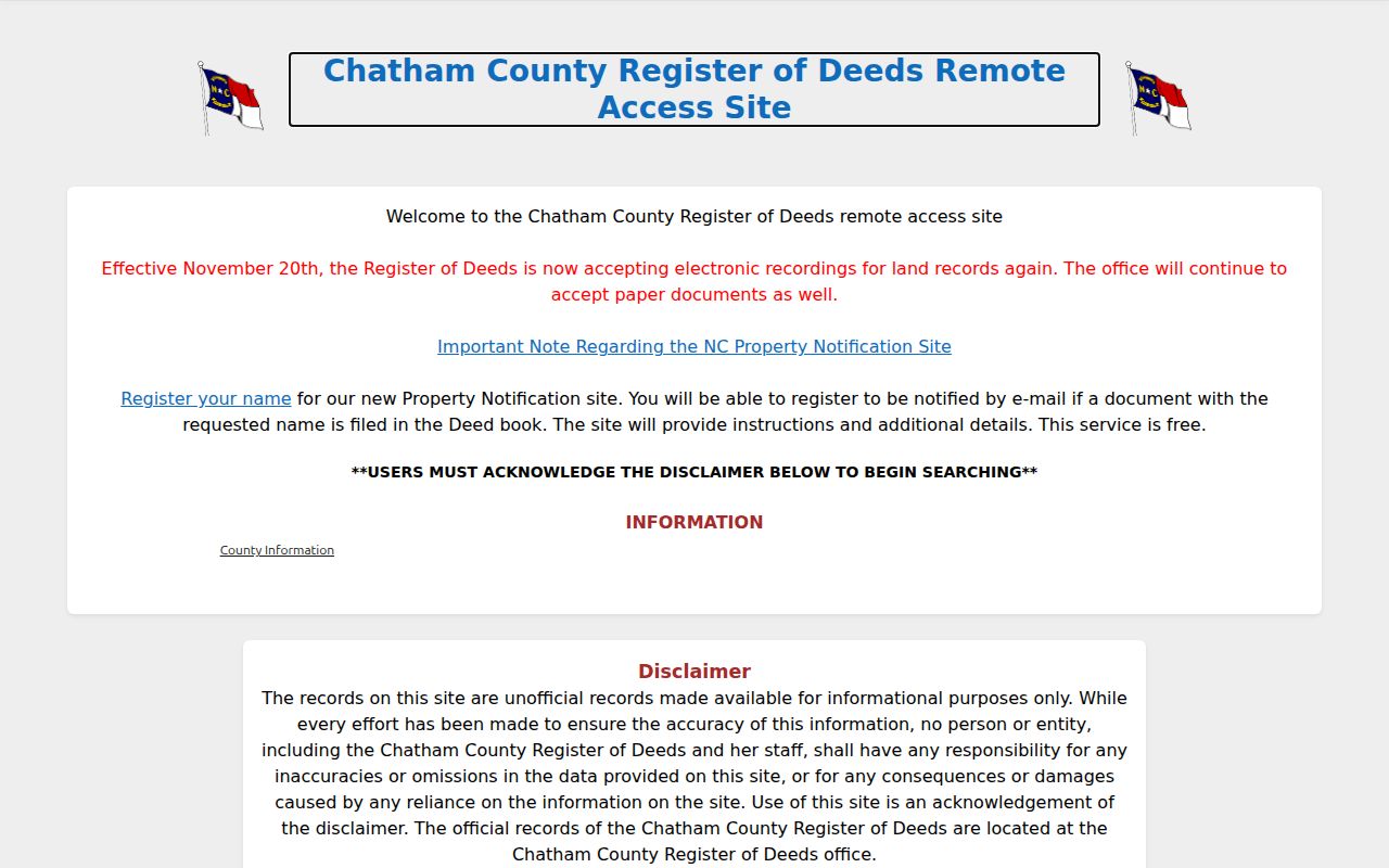 Apex street Chatham Register of Deeds search